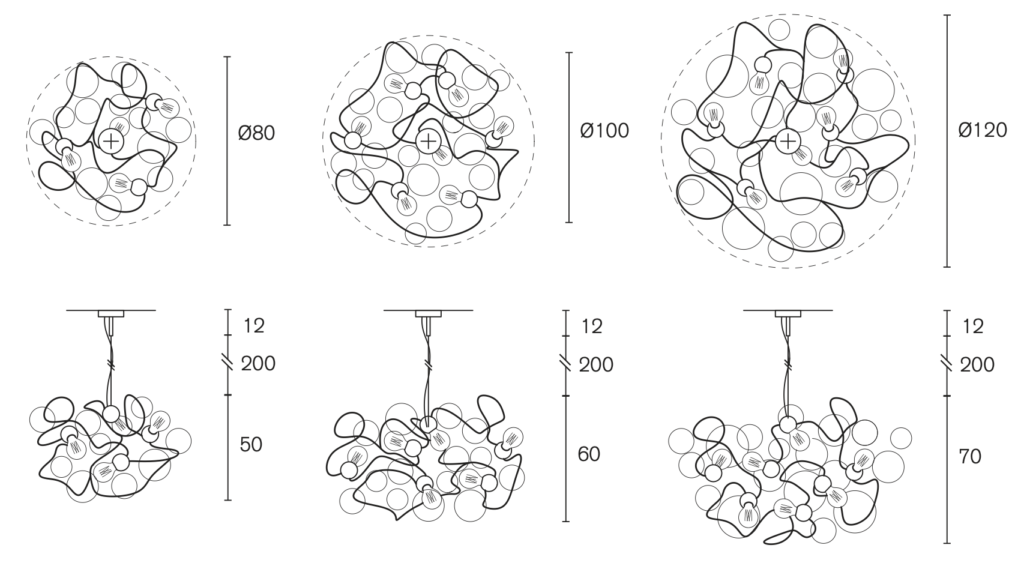 Bubbles flow chandelier round TD